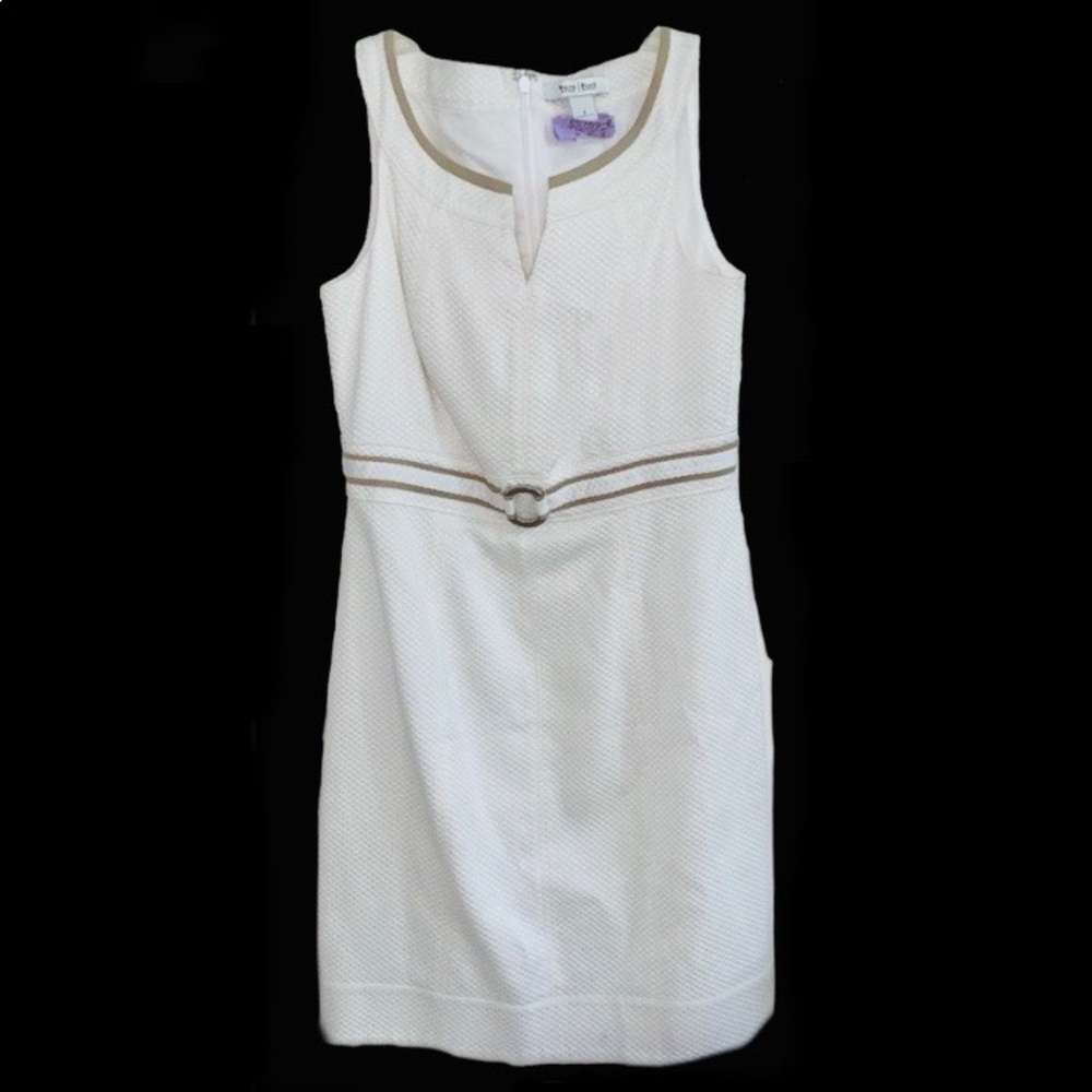 WHBM White Textured Shift Shape Dress Size 2 - Picture 3 of 7